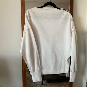FP White Long Sleeve Waffle with zipper detail